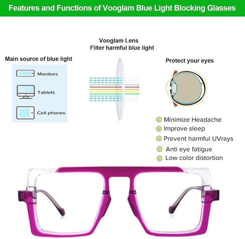 VOOGLAM Aviator Blue Light Glasses for Women Men Anti UV Eyestrain Dry Eyes Computer Phone TV Eyewear Ilene in Saudi Arabia