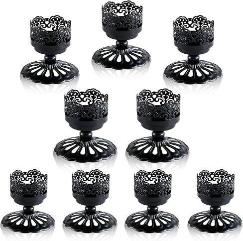 Candle Holders Set 3-4/5" Hight Elegant Iron Metal Candlesticks 2-4/5" Diameter Candleholders for Flameless Candles and Scented Candles Flameless Tealights (Black, 2 Pack) in Saudi Arabia