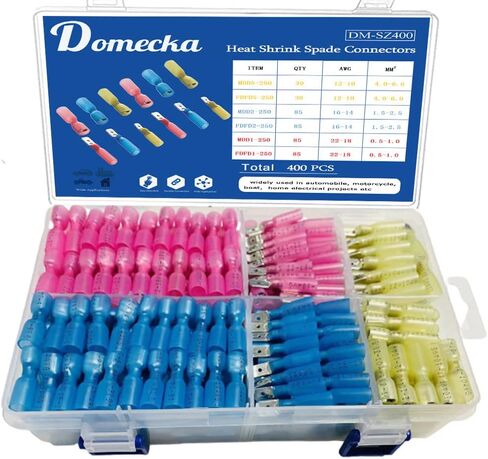 400pcs Heat Shrink Spade Connectors Electrical Spade Terminal Wire Connectors,Terminal insulated Quick Disconnect Wire Connectors Kit (400) in Saudi Arabia