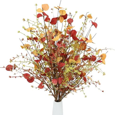 Fall Flowers Artificial for Decoration 6 Bundles Fall Leaves Fall Stems Fake Flowers in Vase for Autumn Home Office Wedding Thanksgiving Halloween Decor in Saudi Arabia