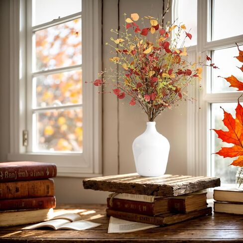 Fall Flowers Artificial for Decoration 6 Bundles Fall Leaves Fall Stems Fake Flowers in Vase for Autumn Home Office Wedding Thanksgiving Halloween Decor in Saudi Arabia