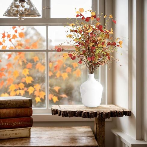 Fall Flowers Artificial for Decoration 6 Bundles Fall Leaves Fall Stems Fake Flowers in Vase for Autumn Home Office Wedding Thanksgiving Halloween Decor in Saudi Arabia