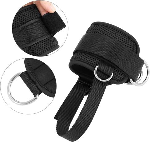 QWORK 4 Pack Ankle Straps for Cable Machines - Adjustable Neoprene Cuffs with Reinforced Double D Rings, Glute Kickback Straps, Padded Ankle Cuff Cable, for Glutes, HIPS, Calves Workouts in Saudi Arabia