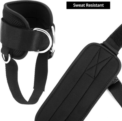 QWORK 4 Pack Ankle Straps for Cable Machines - Adjustable Neoprene Cuffs with Reinforced Double D Rings, Glute Kickback Straps, Padded Ankle Cuff Cable, for Glutes, HIPS, Calves Workouts in Saudi Arabia