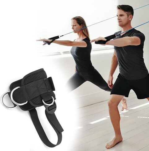 QWORK 4 Pack Ankle Straps for Cable Machines - Adjustable Neoprene Cuffs with Reinforced Double D Rings, Glute Kickback Straps, Padded Ankle Cuff Cable, for Glutes, HIPS, Calves Workouts in Saudi Arabia