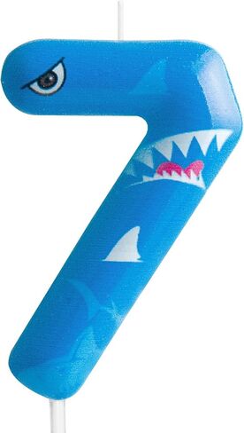 4th Birthday Candle Shark Number 4 Candle Shark Cake Decoration Birthday Party Supplies Blue Shark Ocean Animals Themed Cake Topper Decorations for Kids Boy Girl Party Decor Supplies in Kuwait
