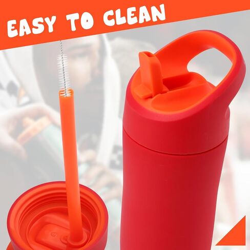 2pcs Replacement Straws with 2pcs Replacement Gasket, Reusable Straws Lid Seal Rings Bottle Straws Replacement Parts Accessories Compatible with Gatorade 12oz Kids' Rookie Metal Water Bottle(Orange) in Saudi Arabia