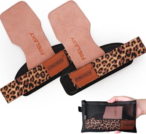 Frelaxy Weight lifting Grips Women, Weightlifting Wrist Straps with Cushion Wrist Loop, Double Layer Leather, and Storage Pouch, Women Gym Gloves for Deadlift and Powerlifting in Saudi Arabia