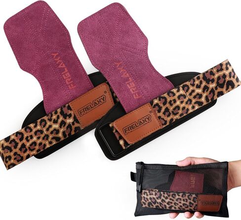 Frelaxy Weight lifting Grips Women, Weightlifting Wrist Straps with Cushion Wrist Loop, Double Layer Leather, and Storage Pouch, Women Gym Gloves for Deadlift and Powerlifting in Saudi Arabia