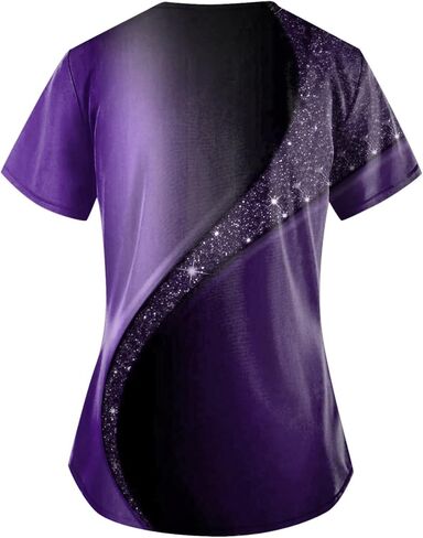Women's Medical Scrub Tops - Plus Size Stretch V-Neck Short Sleeve Nursing Uniform for Hospital/Clinic Work in Saudi Arabia