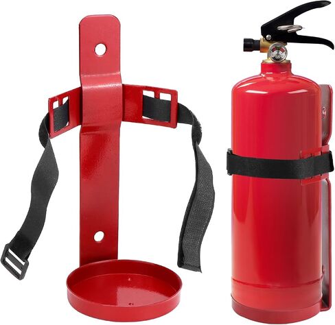 QWORK Fire Extinguisher Mount, Set of 2 Heavy Duty Metal Bracket Holder with Quick Release Snap & Adjustable Nylon Straps – Compatible with 2.5 Pound Fire Extinguishers in Saudi Arabia