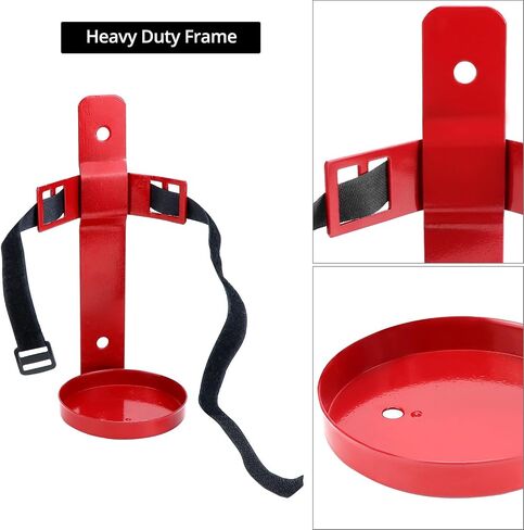 QWORK Fire Extinguisher Mount, Set of 2 Heavy Duty Metal Bracket Holder with Quick Release Snap & Adjustable Nylon Straps – Compatible with 2.5 Pound Fire Extinguishers in Saudi Arabia