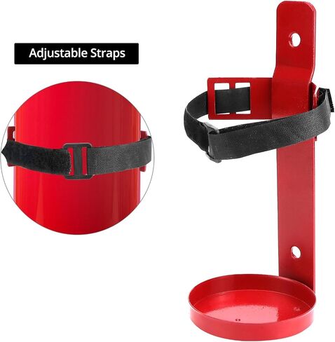 QWORK Fire Extinguisher Mount, Set of 2 Heavy Duty Metal Bracket Holder with Quick Release Snap & Adjustable Nylon Straps – Compatible with 2.5 Pound Fire Extinguishers in Saudi Arabia