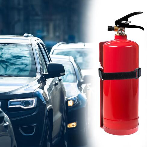 QWORK Fire Extinguisher Mount, Set of 2 Heavy Duty Metal Bracket Holder with Quick Release Snap & Adjustable Nylon Straps – Compatible with 2.5 Pound Fire Extinguishers in Saudi Arabia
