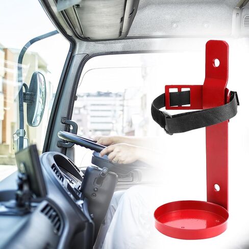 QWORK Fire Extinguisher Mount, Set of 2 Heavy Duty Metal Bracket Holder with Quick Release Snap & Adjustable Nylon Straps – Compatible with 2.5 Pound Fire Extinguishers in Saudi Arabia