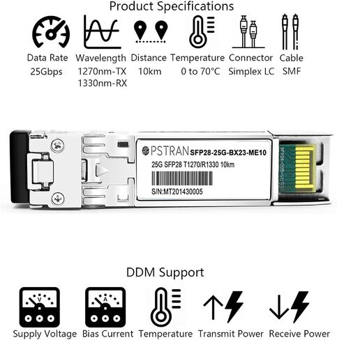 وحدة الإرسال والاستقبال الضوئية 25GBASE-BX10-D BiDi SFP28 المتوافقة مع Cisco SFP-25GBX-D-10 1330nm-TX/1270nm-RX 10km DOM Simplex LC SMF in Saudi Arabia
