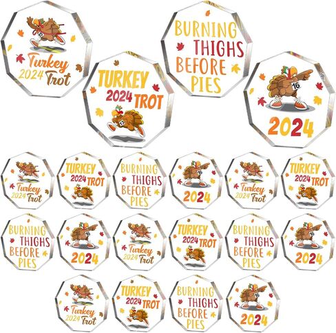 20pcs Thanksgiving Turkey Trophies Acrylic Turkey Trot Trophy Award Medal Inspirational Trophies Motivational Gifts Bulk for Holiday Turkey Trot Favors Thanksgiving Awards Decorations in Saudi Arabia