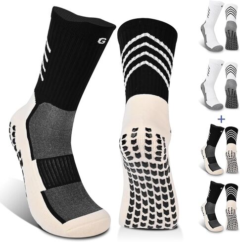 4-pairs Anti-slip Cotton Soccer Socks Men Women Youth Cushioned Breathable Comfortable Grip Athletic Sock 6-8.5 9-12 in Saudi Arabia