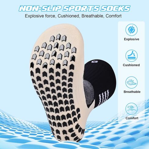 4-pairs Anti-slip Cotton Soccer Socks Men Women Youth Cushioned Breathable Comfortable Grip Athletic Sock 6-8.5 9-12 in Saudi Arabia