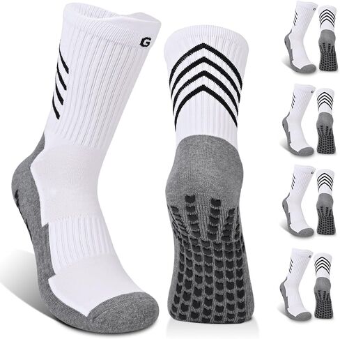 4-pairs Anti-slip Cotton Soccer Socks Men Women Youth Cushioned Breathable Comfortable Grip Athletic Sock 6-8.5 9-12 in Saudi Arabia