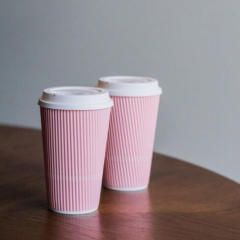 Disposable Coffee Cups With Lids - 16 oz To Go Coffee Cup (70 Pack). Large Travel Cups Hold Shape With Hot and Cold Drinks, No Leaks! Insulated Ripple Cups Protect Hands, No Sleeves needed! in Saudi Arabia