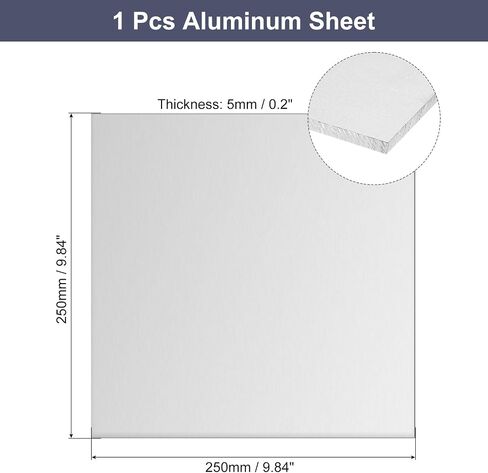 uxcell Aluminum Sheet, 1 Pcs 300mm x 300mm x 6mm (0.24 Inch) Thickness Square 6061 Aluminum Plate for Industrial, Silver Tone in Saudi Arabia