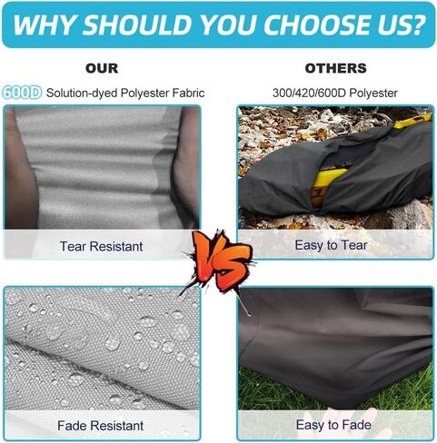 10ft 600D Fade and Tear Resistant Trailerable Kayak Cover with Waterproof Zipper, Waterproof & UV-Proof Heavy Duty Canoe Cover for Indoor/Outdoor Storage(Black) in Saudi Arabia