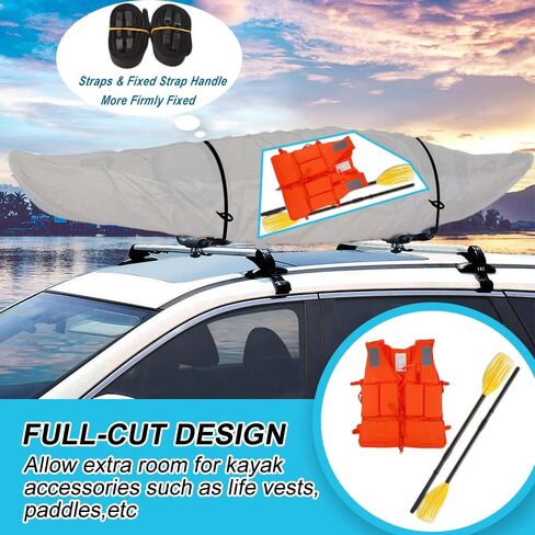 10ft 600D Fade and Tear Resistant Trailerable Kayak Cover with Waterproof Zipper, Waterproof & UV-Proof Heavy Duty Canoe Cover for Indoor/Outdoor Storage(Black) in Saudi Arabia