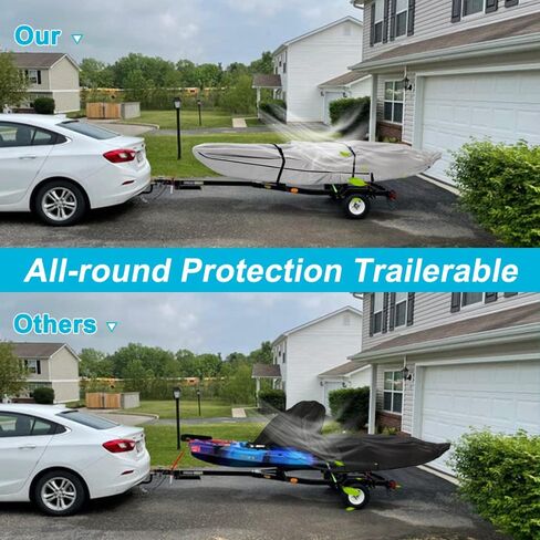 10ft 600D Fade and Tear Resistant Trailerable Kayak Cover with Waterproof Zipper, Waterproof & UV-Proof Heavy Duty Canoe Cover for Indoor/Outdoor Storage(Black) in Saudi Arabia