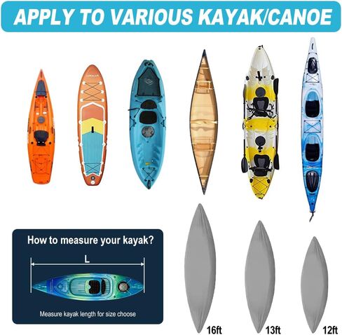 10ft 600D Fade and Tear Resistant Trailerable Kayak Cover with Waterproof Zipper, Waterproof & UV-Proof Heavy Duty Canoe Cover for Indoor/Outdoor Storage(Black) in Saudi Arabia
