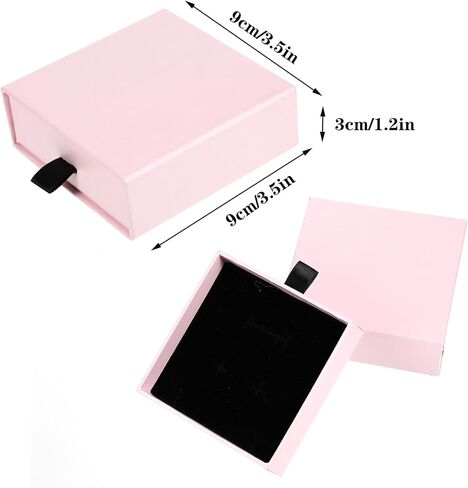Lusofie 2 PCS Jewelry Gift Boxes 3.5×3.5×1.2inch Jewelry Organizer Box Drawer Type Small Jewelry Gift Box Black Jewelry Box for Wmen for Bracelets Earrings Necklaces in Saudi Arabia