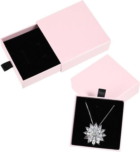 Lusofie 2 PCS Jewelry Gift Boxes 3.5×3.5×1.2inch Jewelry Organizer Box Drawer Type Small Jewelry Gift Box Black Jewelry Box for Wmen for Bracelets Earrings Necklaces in Saudi Arabia