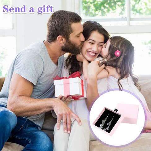 Lusofie 2 PCS Jewelry Gift Boxes 3.5×3.5×1.2inch Jewelry Organizer Box Drawer Type Small Jewelry Gift Box Black Jewelry Box for Wmen for Bracelets Earrings Necklaces in Saudi Arabia
