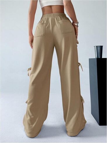 SHENHE Women's Wide Leg Baggy Sweatpants Elastic Waist Tie Bow Pants Loose Long Pants in Saudi Arabia