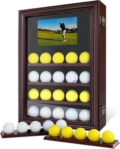 Golf Ball Display Case - No Door Golf Ball Holder for 30 Golf Balls, Solid Wood Golf Ball Rack Wall Mount for Golf Enthusiasts in Saudi Arabia