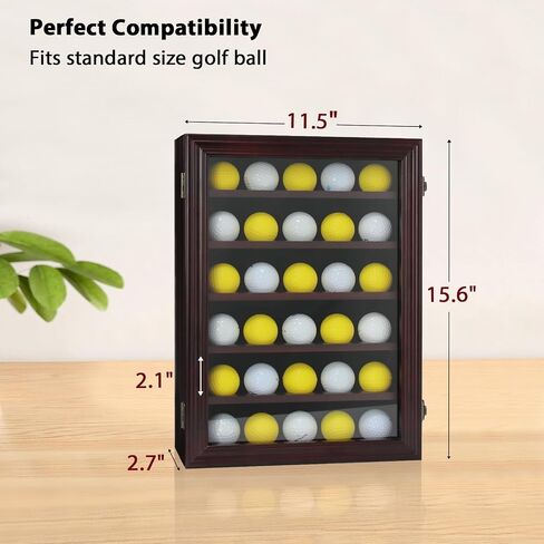 Golf Ball Display Case - No Door Golf Ball Holder for 30 Golf Balls, Solid Wood Golf Ball Rack Wall Mount for Golf Enthusiasts in Saudi Arabia