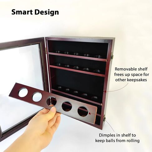 Golf Ball Display Case - No Door Golf Ball Holder for 30 Golf Balls, Solid Wood Golf Ball Rack Wall Mount for Golf Enthusiasts in Saudi Arabia