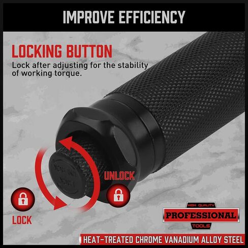 مفتاح عزم الدوران 1/4 بوصة، نطاق الدقة 20-200in.lb/2.26-22.6N.m، وصلة محول قفل آمن من الصلب CRV قابلة للعكس in Kuwait