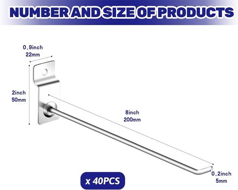 40Pcs Slatwall Panel Hooks Bulk Set, Metal Pegboard Organizer Slat Wall Hanging Display Hanger Hooks for Gridwall Garage Shop Retail (2 Inches/5 CM) in Saudi Arabia