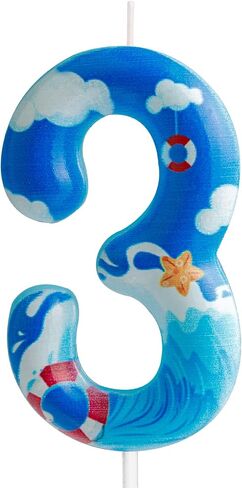 Blue Ocean Birthday Candles Summer Ocean Number 6 Candle Blue Ocean Party Decorations for Cake Toppers Hawaiian Beach Theme Party Supplies Boy Girl Birthday Party Decorations Favors Gifts in Saudi Arabia