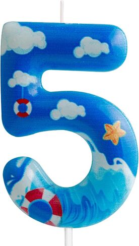Blue Ocean Birthday Candles Summer Ocean Number 6 Candle Blue Ocean Party Decorations for Cake Toppers Hawaiian Beach Theme Party Supplies Boy Girl Birthday Party Decorations Favors Gifts in Saudi Arabia