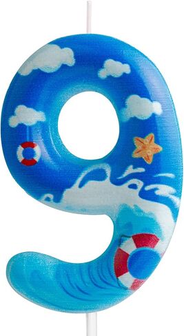 Blue Ocean Birthday Candles Summer Ocean Number 6 Candle Blue Ocean Party Decorations for Cake Toppers Hawaiian Beach Theme Party Supplies Boy Girl Birthday Party Decorations Favors Gifts in Saudi Arabia