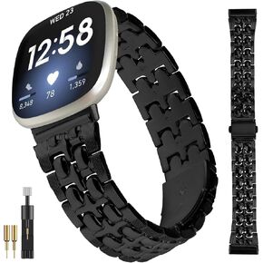 NINKI Metal Band Compatible for Fitbit Versa 4 / Sense 2 / Versa 3 /Sense Bands for Women Men Silver,Quick Release Adjustable Strap Metal Fitbit Versa 4 Bracelet Band for Fitbit Versa 4 3 Sense 2 Band