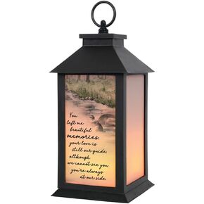 Frosted Glass Memorial Lantern with Candle (Amazing Grace)