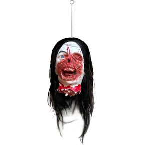 Halloween Cut Off Corpse Head Prop Scary Bloody Hanging Severed Head Decoration Zombie Head Props for Haunted Houses Party