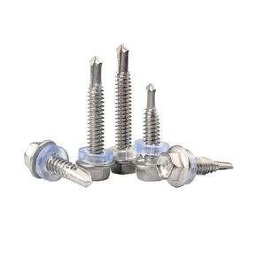 M6.3 * 32(30pcs）Stainless Hex Washer Head Self Drilling Screws, 410 Stainless Steel Full Thread Sheet Metal Tek Screws