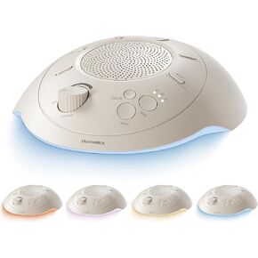 Homedics Sleep Better Portable Sound Machine, Night Light,12 Soothing Sounds Including White Noise, Rain, and Thunderstorm, Ultra-Portable Design, Auto-Off Timer, Ideal for Travel & Baby Sleep, Cream