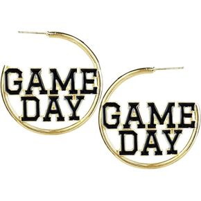 Game Day Hoop Earrings for Women Colorful Football Game Day Letter Earrings Jewelry Sports Fans Football Team Gifts Touch Down Jewelry