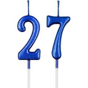 27th & 72nd Birthday Candles, Rose Gold Number 27 72 Candle for Cake, Happy Birthday Cake Topper Decoration for Birthday Anniversary Celebration Party Supplies