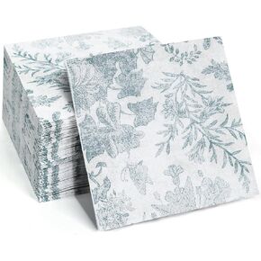 100 pack Floral Linen Feel Disposable Bathroom Napkins，Paper Napkins Decorative，paper hand towels for bathroom，Dessert Napkins Folded 7.8 x 4.3 Inches Disposable Napkins for Dinner Baby Shower